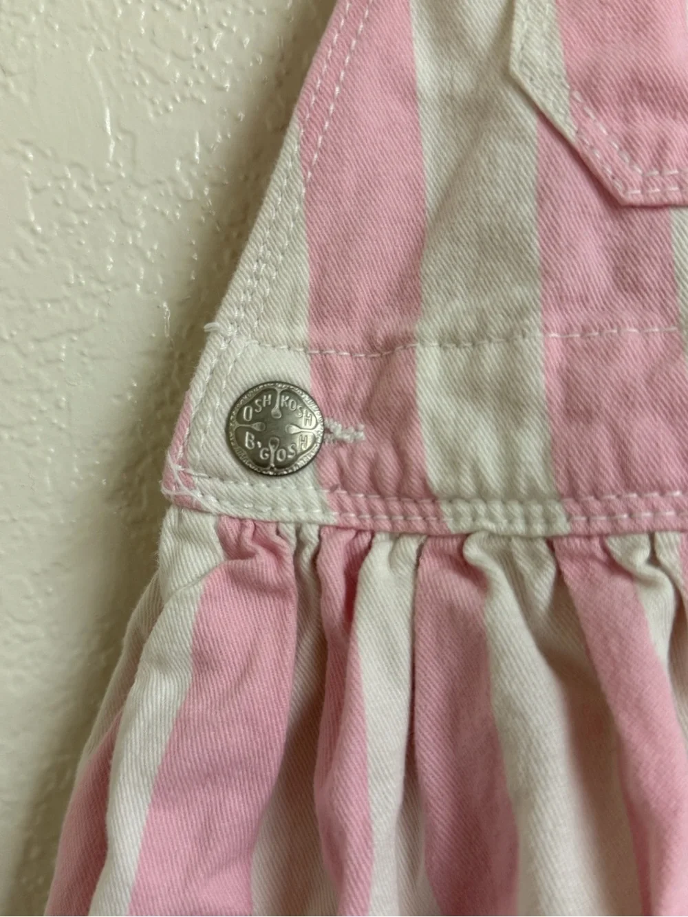 OshKosh B'gosh Pink and White Striped Overall Dress
